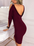 Wine Red Glitter Bodycon Dress Open Back Straps Comfort Sexy Fashion Style