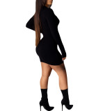 Black Bodycon Dress Full Sleeves Comfortable Fabrics Fashion Style 