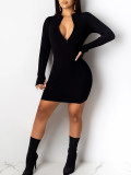 Black Bodycon Dress Full Sleeves Comfortable Fabrics Fashion Style