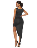 Black Irregular Unilateral Skirt Dress Comfortable Fabrics Fashion Style For Hanging Out