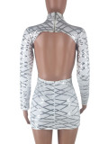 Dreamlike White Sequin Open Back Bodycon Dress Comfortable Unique Fabrics