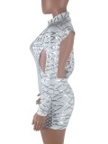 Dreamlike White Sequin Open Back Bodycon Dress Comfortable Unique Fabrics