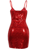 Red Sequins Dress V-Neck Gentle Fabric Curve Smoothing Beautifully Designed