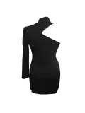 Black High Neck Halter Cut Out Bodycon Dress Comfortable Fabric