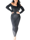 Black Long Sleeves Off Shoulder Bodycon Dress Curve Smoothing Beautifully Designed 