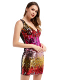 Red Sleeveless Sequin Bodycon Dress Sexy Beautiful and Charming Style