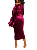 Red Off Shoulder Full Sleeve Bodycon Dress Comfortable Fabric Weekend Time