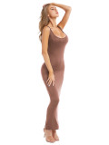 Lovely Apricot Plus Size Bodycon Dress Sleeveless Beautiful and Charming Style