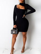 Black Long Sleeve Cutout Bodycon Dress Comfortable Fabric Fashion Styles