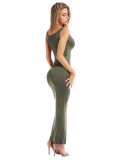 Green Maxi Length Strap Bodycon Dress Fashion For Women