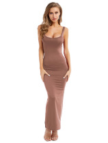 Lovely Apricot Plus Size Bodycon Dress Sleeveless Beautiful and Charming Style