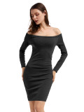 Black Bodycon Dress Lace-Up Solid Color Leisure Fashion Hollow Out For Lover