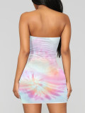 Fit Pink Tie-Dyed Tube Top Dress Comfortable Fabric Leisure Fashion