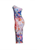 White Bandeau Bodycon Dress Letter Print Great Beautiful and Charming Style
