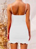 White Bodycon Dress Pleated Mini Length Comfort Fashion For Sexy Women
