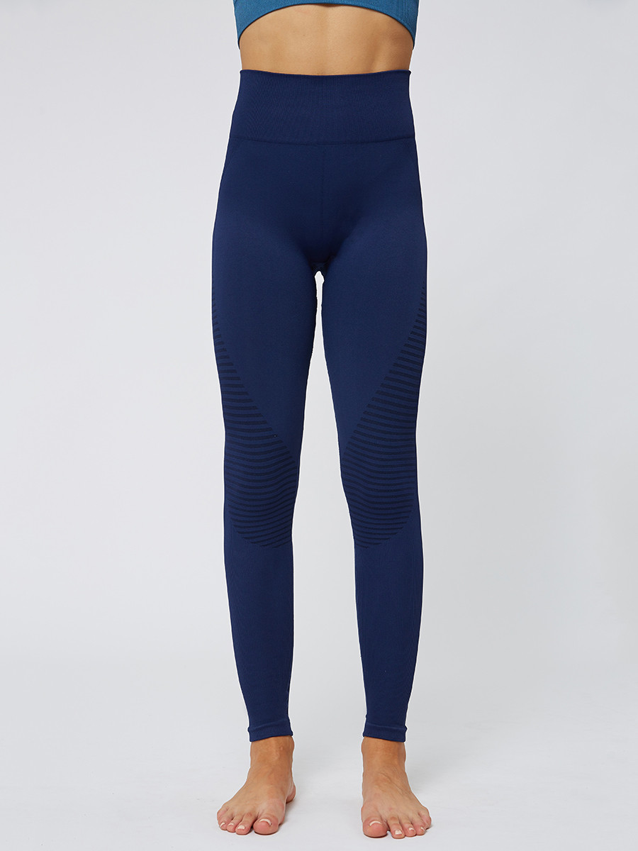 US 6.08 Navy Blue Seamless Yoga Leggings Solid Color