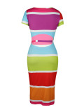 Form-Fitting Contrast Color Backless Bodycon Dress For Traveling