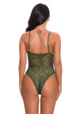 Green Criss Cross Teddy High Rise Plunge Neck Close Style