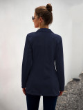 Rushlover Elegant Purplish Blue Full Sleeves Jacket Plain Lapel Neck Regular Fit