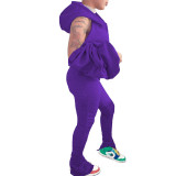 Rushlover Women Clothing Purple Pleated Side Slit