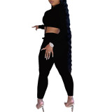 Rushlover Full Length Black Sweat Suit Solid Color