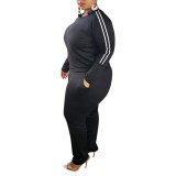 Rushlover Plus Size Side Pockets Black Women Suit Fashion Sale