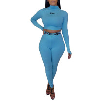 Rushlover Solid Color Women Suit Blue Letter Women Apparel