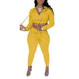 Rushlover Yellow Full Sleeve Crop Top Drawstring Pants