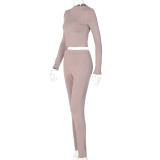 Rushlover Apricot Sweat Suit Full Length Solid Color