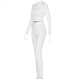 Rushlover White Mock Neck Full Length Two Pieces Outfits