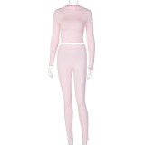 Rushlover Pink Full Sleeve High Rise Sweat Suit