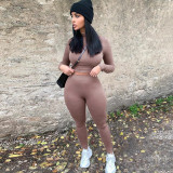 Rushlover Apricot Sweat Suit Full Length Solid Color
