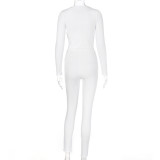 Rushlover White Mock Neck Full Length Two Pieces Outfits