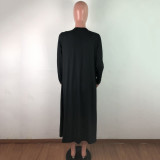 Rushlover Black Split Single-Breasted Cardigan Dress Set