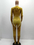 Rushlover Earthy Yellow Patchwork Hood Two Piece Outfit