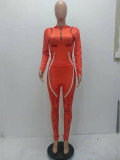 Rushlover Orange Camouflage Zip Neckline Two Piece Outfit