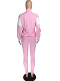 Rushlover Light Pink Patchwork High Rise Zipper Women Suit