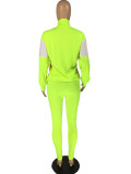 Rushlover Green Zipper Full Sleeve Patchwork Sweat Suit