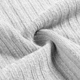 Rushlover White Drawstring V Neck Sweater Dress