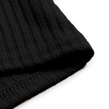 Rushlover Black Plunge Collar Sweater Dress Slit