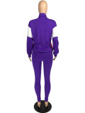 Rushlover Purple Women Suit Stand-Up Neck Ankle Length