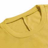 Rushlover Yellow Maxi Dress Crew Neck Long Sleeve
