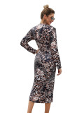 Rushlover Irregular Midi Dress Leopard Splice Hot Sale