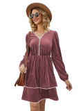 Rushlover Pink High Waist Mini Dress Full Sleeves Girls