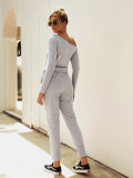 Rushlover Gray Solid Color Full Length Jumpsuit