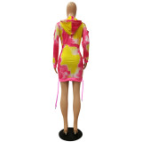 Rushlover Mini Dress Zipper Front High Waist Lady Dress