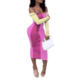 Rushlover Pink Long Sleeve Maxi Length Bodycon Dress