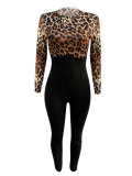 Rushlover High Waist Leopard Paint Jumpsuit Feminine