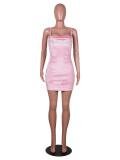Rushlover Pink Velvet Mini Bodycon Dress Letter Print