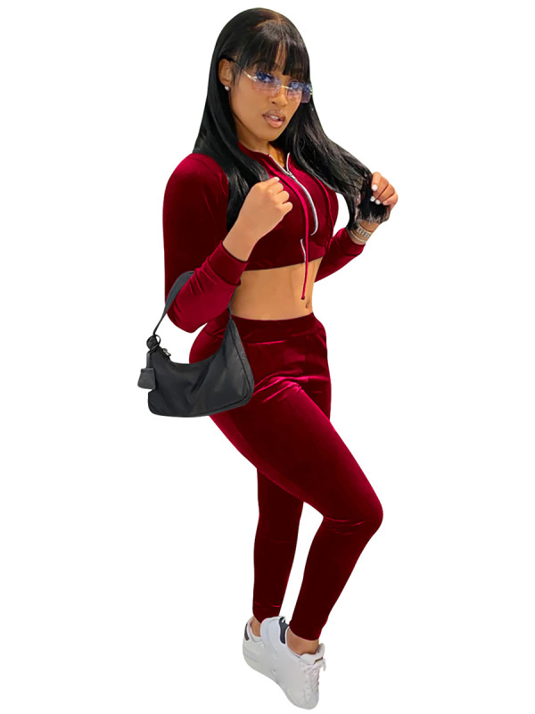 Rushlover Wine Red Long Sleeve Full Length Sweat Suit